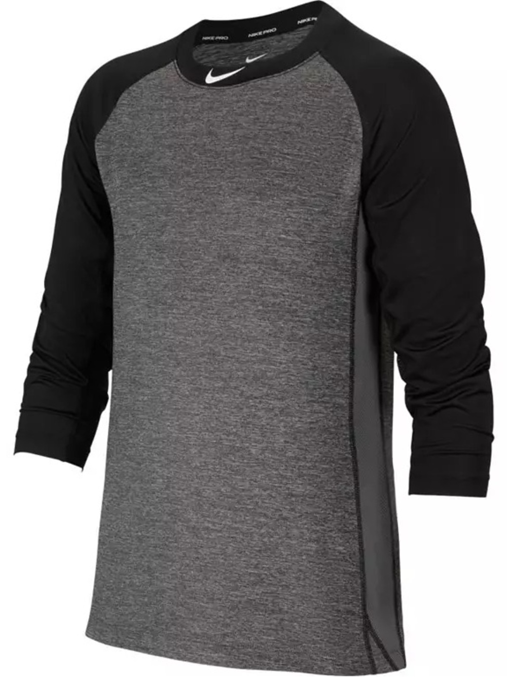 Nike Baseball Pro Cool Raglan Charcoal Heather & Black Top